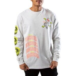 Ice Cream Cup or Cone T-Shirt Men's 2XL Light Heather Graphic Long Sleeve RED910